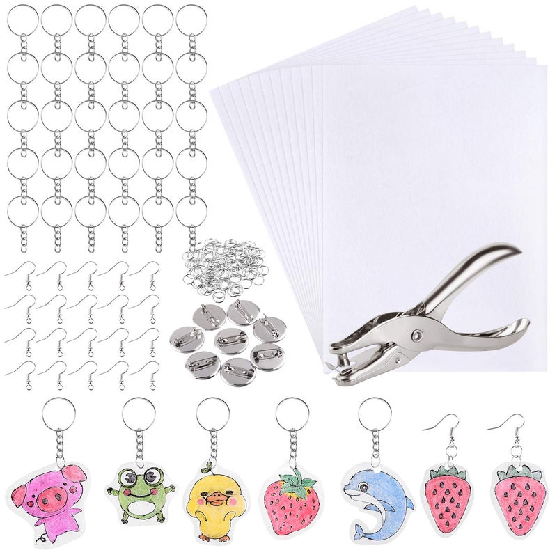 ASTARON 181Pcs Shrinking Plastic Sheets Kit Includes 20 Shrinking Film Art Paper and 161 Pcs Shrinkles Keychains Making Accessories for Kids Craft and Art Supplies - Image 1